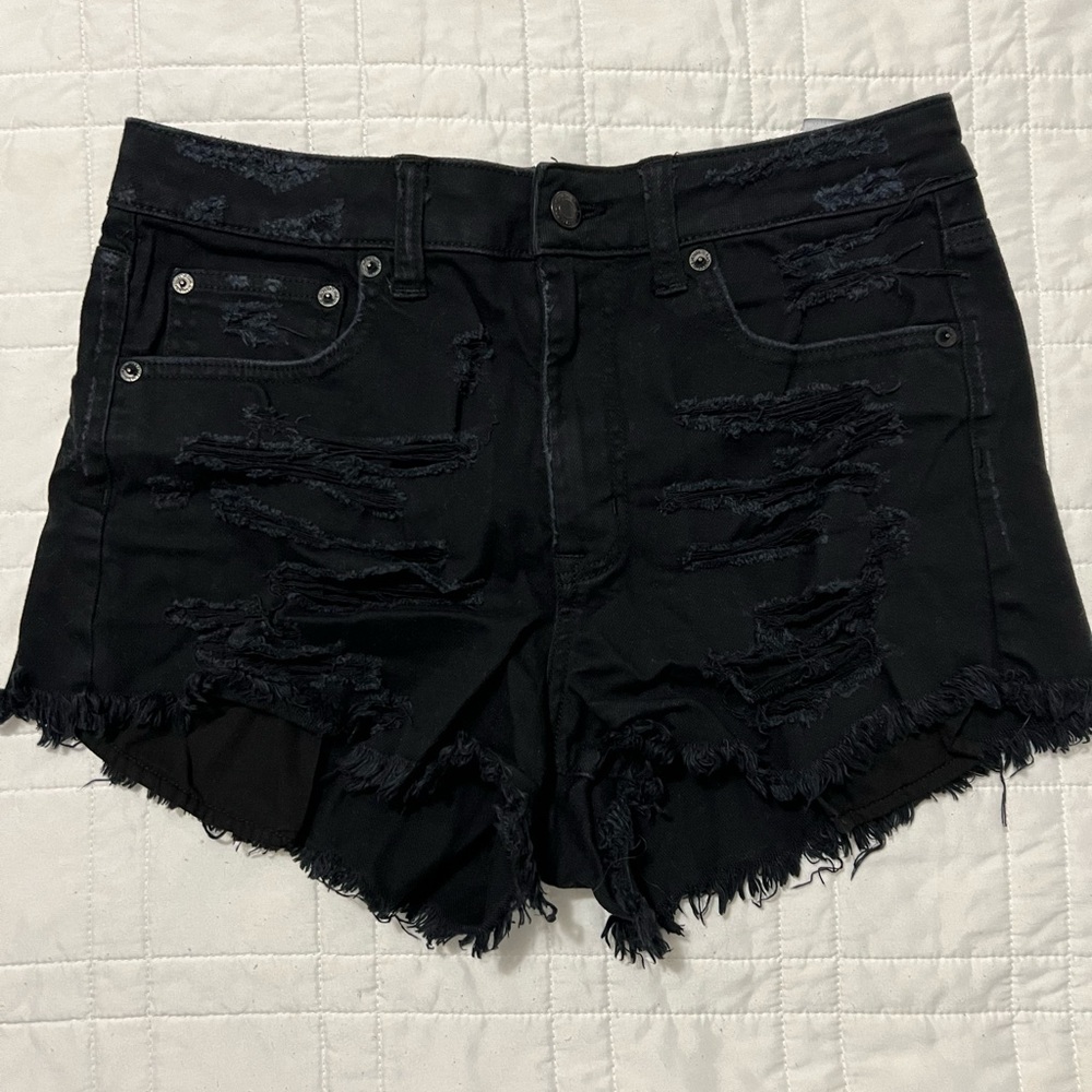 American Eagle Vintage hi-rise festival black denim shorts, size 4